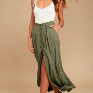 Pistola My Squad Olive Green Maxi Skirt size XS
